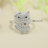 Nhẫn Bạc Trẻ Em Mèo Kitty Đính Đá Tấm Xinh Xắn N2412070017