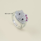 Nhẫn Bạc Trẻ Em Mặt Mèo Kitty Nơ Hồng Xinh N2412070018