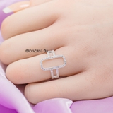 Nhẫn Bạc Nữ Thiết Kế Hình Chữ Nhật Đính Đá Sang Trọng  N2409020047