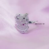 Nhẫn Bạc Trẻ Em Mèo Kitty Đính Đá Tấm Xinh Xắn N2412070017