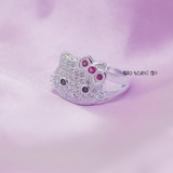 Nhẫn Bạc Trẻ Em Mặt Mèo Kitty Nơ Hồng Xinh N2412070018