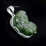 Mặt Dây Chuyền Bạc Phong Thủy Tỳ Hưu Đá Xanh Rêu Size Lớn M2409280019