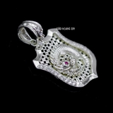 Mặt Dây Chuyền Bạc Nam Mặt Khiên Hình Rồng Cuộn Tròn Đá Đỏ M2409290016