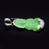 Mặt Dây Chuyền Bạc Nữ Tượng Phật Quan Âm Đá Xanh Ngọc M2409250019