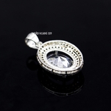 Mặt Dây Chuyền Bạc Nữ Phong Thủy Hình Bầu Dục Đá Trắng Cao Cấp M2409250030