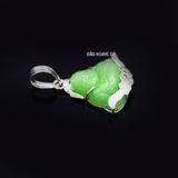 Mặt Dây Chuyền Bạc Nữ Tượng Phật Di Lặc Đá Xanh Ngọc Size Vừa M2409250016