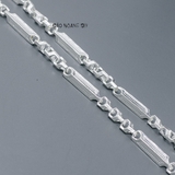 Dây Chuyền Bạc Nam Ống Đúc Dài Kiểu Phay Ô Vuông Nhỏ D2411230012