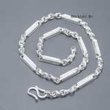 Dây Chuyền Bạc Nam Ống Đúc Dài Kiểu Phay Ô Vuông Nhỏ D2411230012