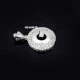 Mặt Dây Chuyền Bạc Nữ Tròn 2 Hàng Đá Lung Linh Móc Treo Chiếc Lá M2409240046