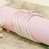 Vòng tay bạc nữ vòng tuần hoạ tiết phay chéo hình lá V2409130023