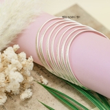 Vòng tay bạc nữ dạng vòng tuần bản dẹt hoạ tiết phay chéo 2 bên khắc hình tròn V2409130022