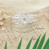 Vòng tay bạc nữ dạng vòng tuần bản dẹt hoạ tiết hình bầu dục và hình tròn V2409130028