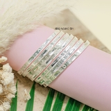 Vòng tay bạc nữ dạng vòng tuần bản dẹt hoạ tiết hình bầu dục và hình tròn V2409130028