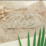 Vòng tay bạc nữ dạng vòng tuần bản dẹt hoạ tiết hình bầu dục và hình tròn V2409130028