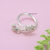 Nhẫn Bạc Trẻ Em Hình Mặt Mèo Kitty Đính Đá Free Size N2409030036