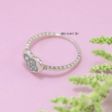 Nhẫn Bạc Trẻ Em Hình Trái Tim Bông Hoa Màu Xanh N2409040022