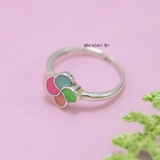 Nhẫn Bạc Trẻ Em Hình Bông Hoa Nhiều Màu