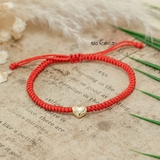 Vòng Tay Dây Đỏ Charm Trái Tim Bạc Xi Vàng V2409160016
