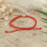 Vòng Tay Dây Đỏ Charm Trái Tim Bạc Xi Vàng V2409160016