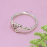 Nhẫn Bạc Trẻ Em Hình Trái Tim Có Cánh Đính Đá