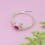 Nhẫn Bạc Trẻ Em Hình Mặt Gấu Gắn Đá Đỏ N2409030061
