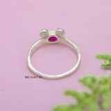 Nhẫn Bạc Trẻ Em Hình Mặt Gấu Gắn Đá Đỏ N2409030061