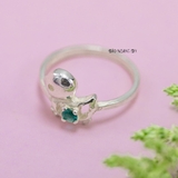 Nhẫn Bạc Trẻ Em Hình Con Vịt Gắn Đá Xanh Dương N2409030056