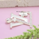 Mặt Dây Chuyền Bạc Nữ Logo LV Trơn Ít Đá Bông Hoa Nhỏ M2409220025