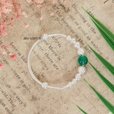 Vòng tay trẻ em charm cầu bạc và đá màu xanh lá cây V2409110029