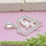 Mặt Dây Chuyền Bạc Nữ Hình Viên Kim Cương Đính Đá Lấp Lánh M2409230077