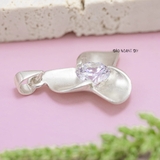 Mặt Dây Chuyền Bạc Nữ S925 Hoa 3 Cánh Trơn Đá 7 Ly M2409230040