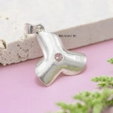 Mặt Dây Chuyền Bạc Nữ S925 Hoa 3 Cánh Trơn Đá 7 Ly M2409230040