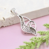 Mặt Dây Chuyền Bạc Nữ S925 Chiếc Lá Đính Hàng Đá NHỏ Lấp Lánh M2409230048