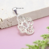 Mặt Dây Chuyền Bạc Nữ S925 Hoa 4 Cánh Đá Oval Sang Trọng M2409230009