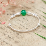 Vòng tay trẻ em charm cá và cầu bạc kết hợp charm cầu xanh V2409110021