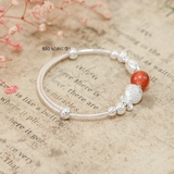 Vòng tay trẻ em charm cá và cầu bạc kết hợp charm cầu đỏ V2409110020