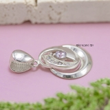 Mặt Dây Chuyền Bạc Nữ S925 Kiểu Trơn Ít Đá Đơn Giản Tinh Tế M2409230032