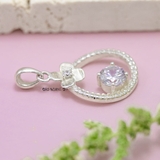 Mặt Dây Chuyền Bạc Nữ S990 Bông Hoa Nhỏ Đá 6 Ly M2409230025