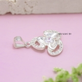 Mặt Dây Chuyền Bạc Nữ S990 Hình Bông Hoa 3 Cánh Đính Đá Uốn Lượn M2409210016