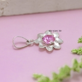 Mặt Dây Chuyền Bạc Trẻ Em Hình Bông Hoa 8 Cánh Trơn Nhụy Đá Hồng M2409210015