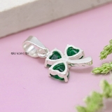 Mặt Dây Chuyền Bạc Nữ Hình Cỏ 3 Lá Màu Xanh May Mắn M2409210011