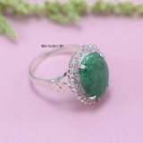 Nhẫn Bạc Nữ Phong Thủy Đá Xanh Ngọc Bích N2409050002