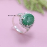 Nhẫn Bạc Nữ Phong Thủy Đá Xanh Ngọc Bích N2409050002