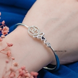 Vòng tay bạc nữ mặt vòng hình chữ X đính đá kết hợp với chữ Love V2409090014