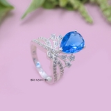 Nhẫn Bạc Nữ Phong Thủy Đá Xanh Dương Hình Vương Miện N2409060016