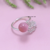 Nhẫn Bạc Nữ Phong Thủy Đá Tròn Hồng N2409060028