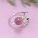 Nhẫn Bạc Nữ Phong Thủy Đá Tròn Hồng N2409060027