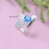 Nhẫn Bạc Nữ Phong Thủy Đá Xanh Dương Hình Chiếc Lá N2409060022