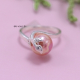 Nhẫn Bạc Nữ Ngọc Trai Hình Chiếc Lá