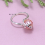 Nhẫn Bạc Nữ Ngọc Trai Hình Chiếc Lá